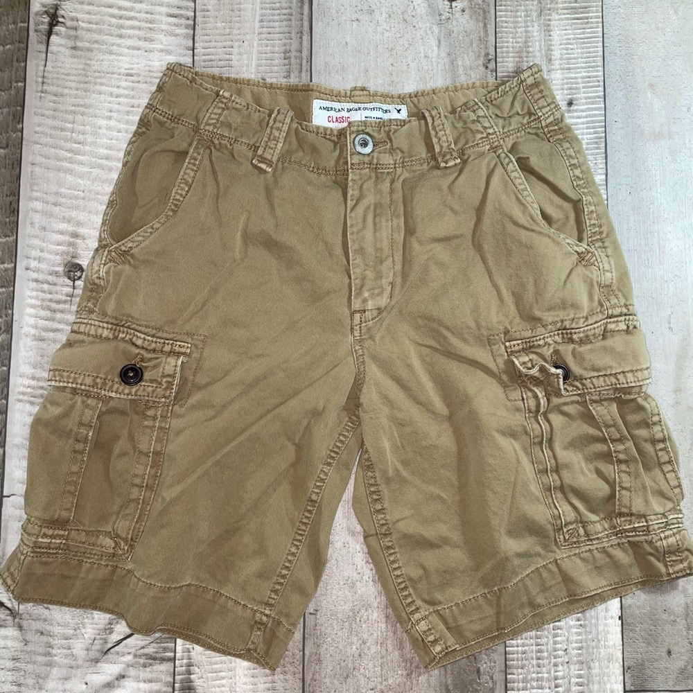 American Eagle Outfitters Khaki Cargo Shorts Size 31 Excellent Condition!